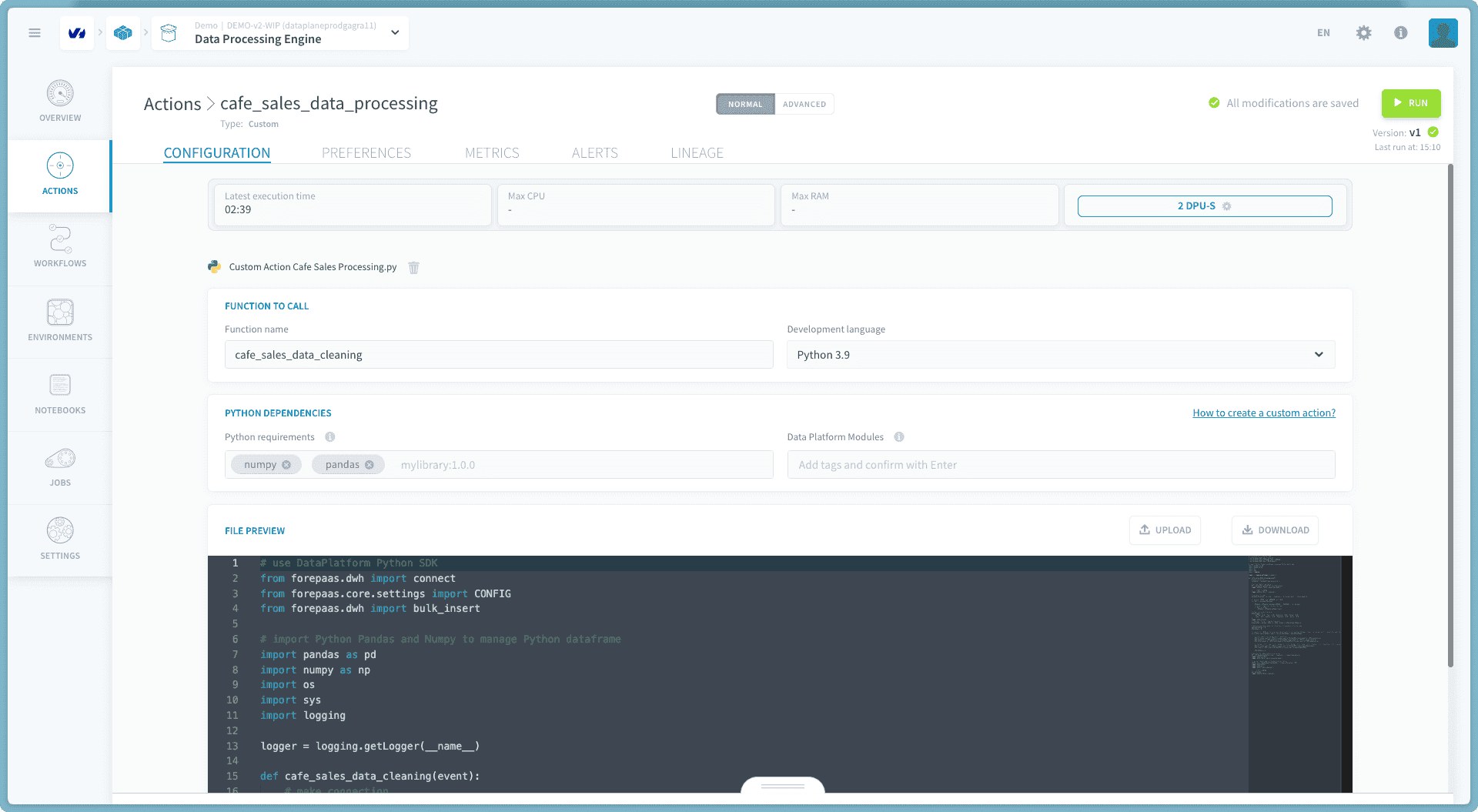 step 7 - Clean dataset using your own data processing workflow — Ai endpoints step