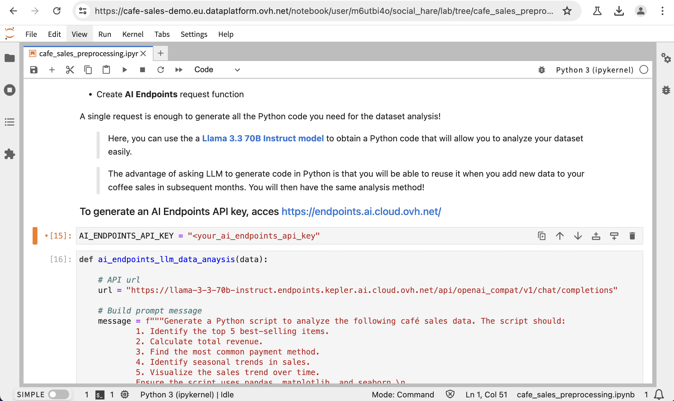 step 11 - One-shot data analysis with LLM AI Endpoints — Ai endpoints step (2)