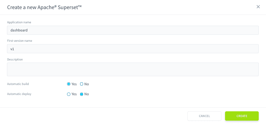 ステップ 1: アプリケーションサービスに Apache Superset を追加する — Superset (4)