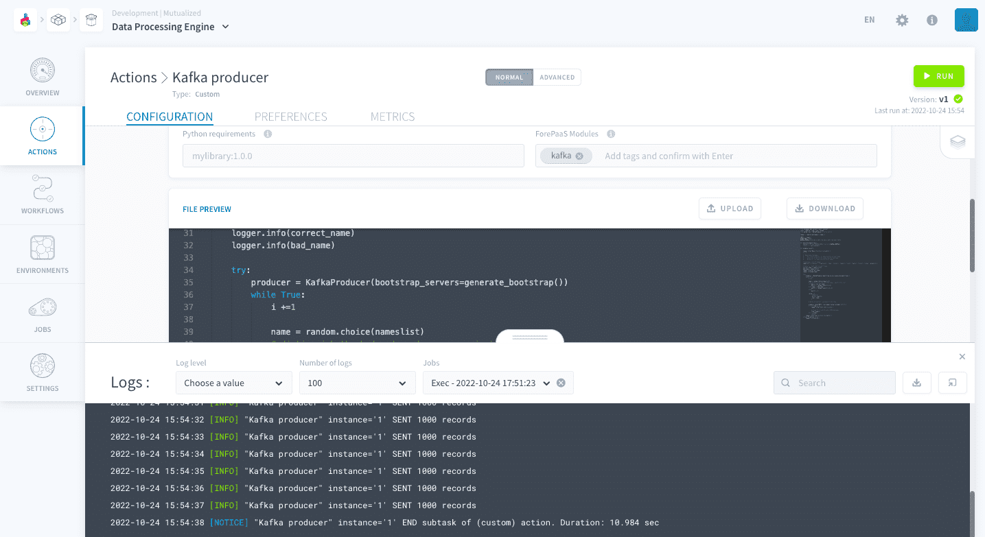 actions log