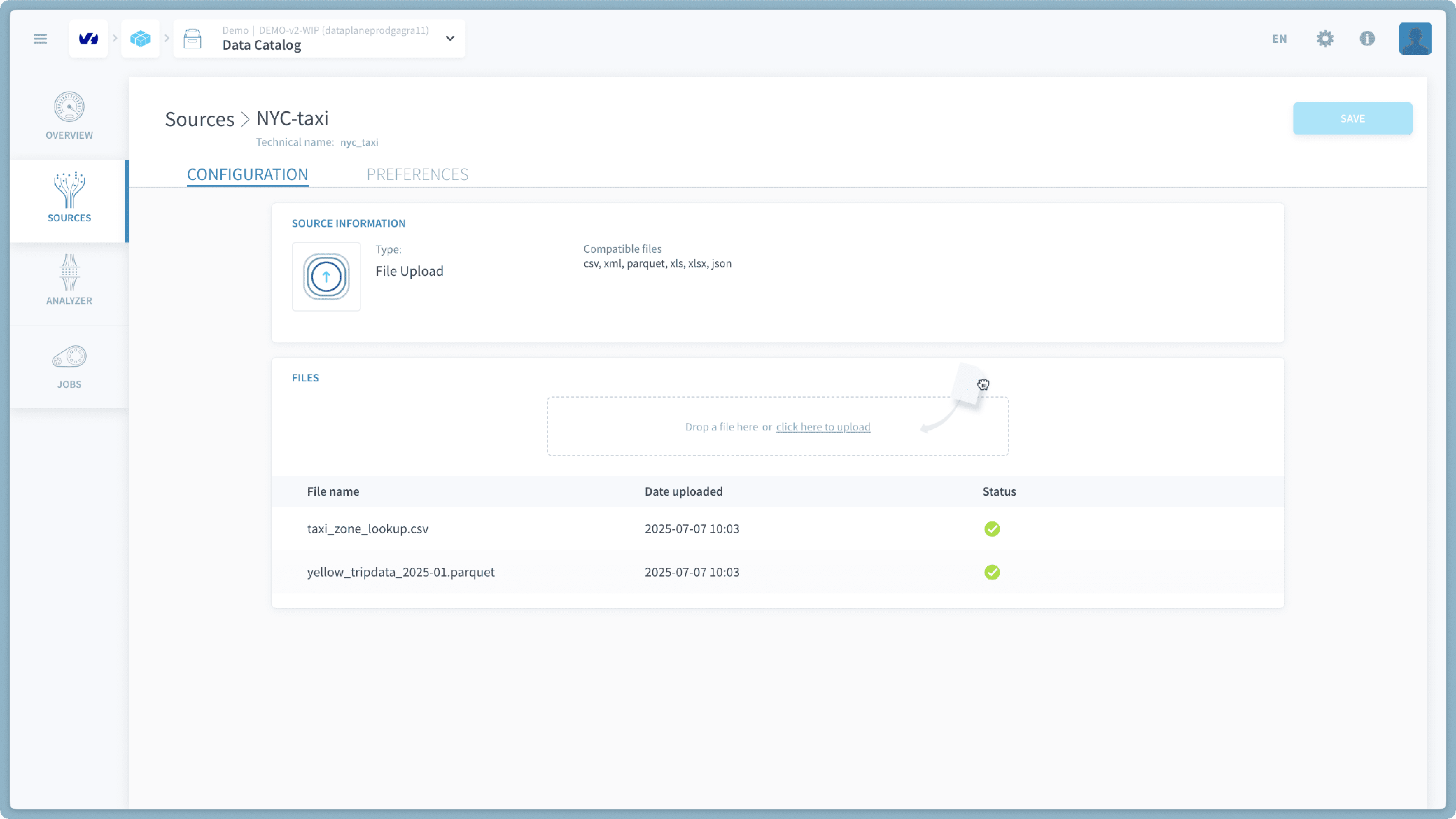 Step 1: Create a new source in Connectors — Nyc taxi step (2)