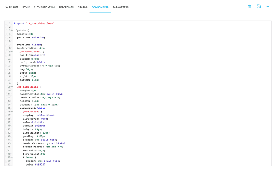 CSS と LESS ファイルを編集する Style タブ
