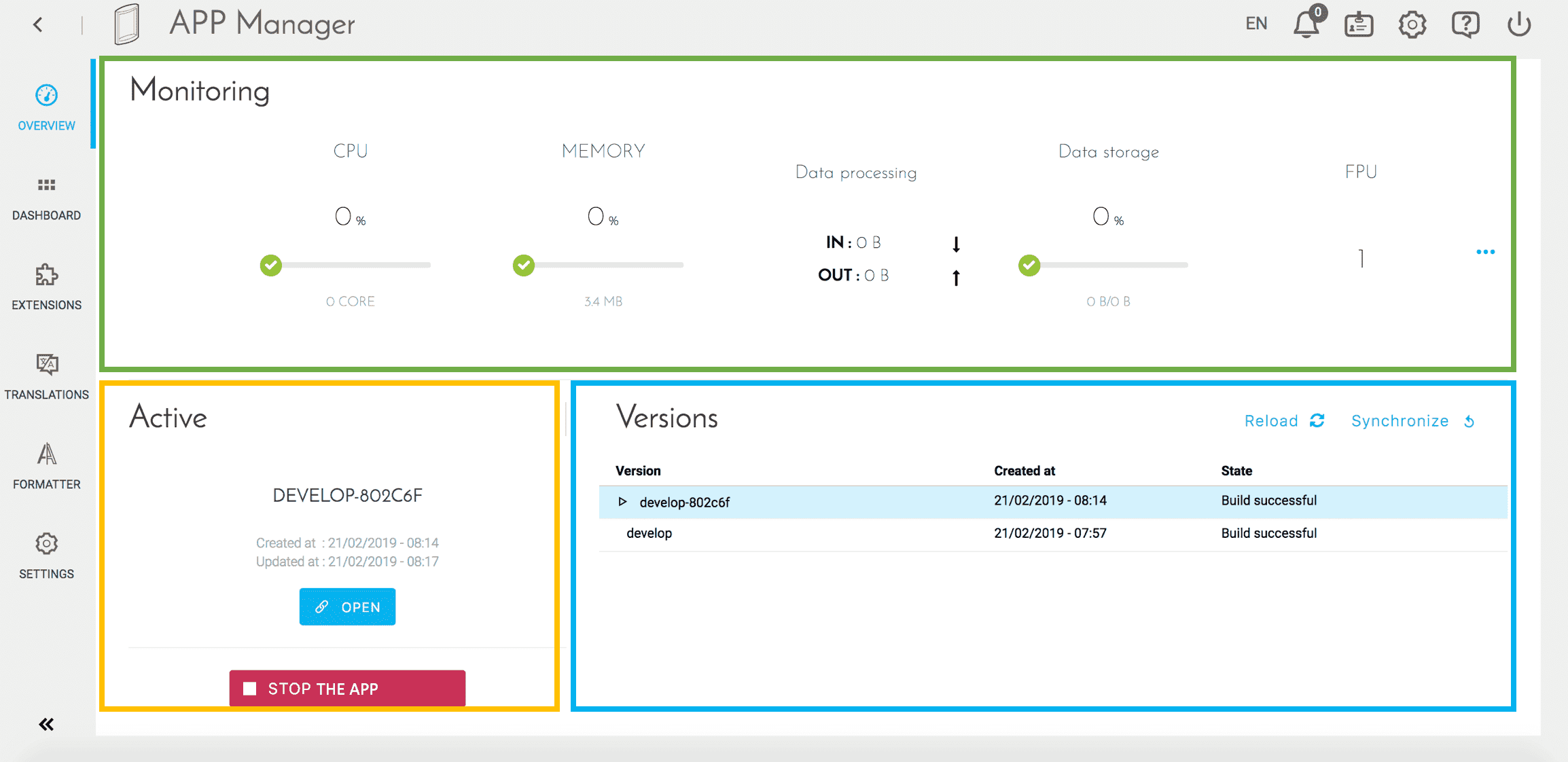 The Preview tab — Appmanager dashboard