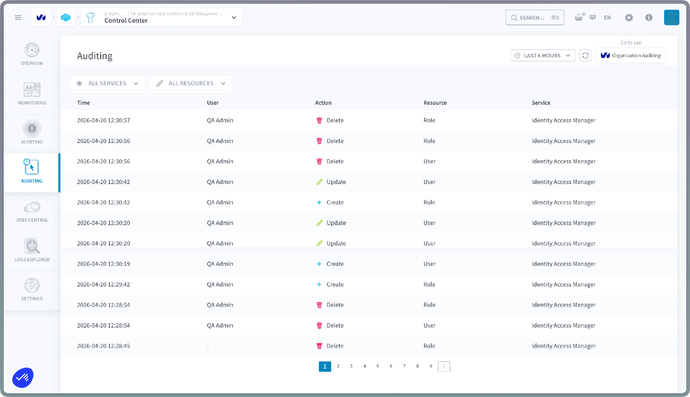 Project-level auditing page