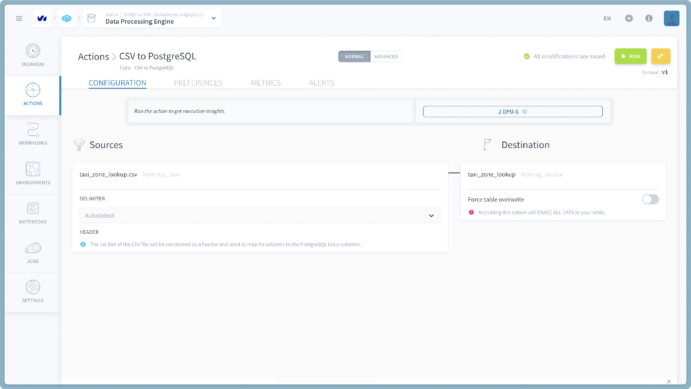 目的のPostgreSQLテーブルとオプションの選択 — Csv to postgresql (2)