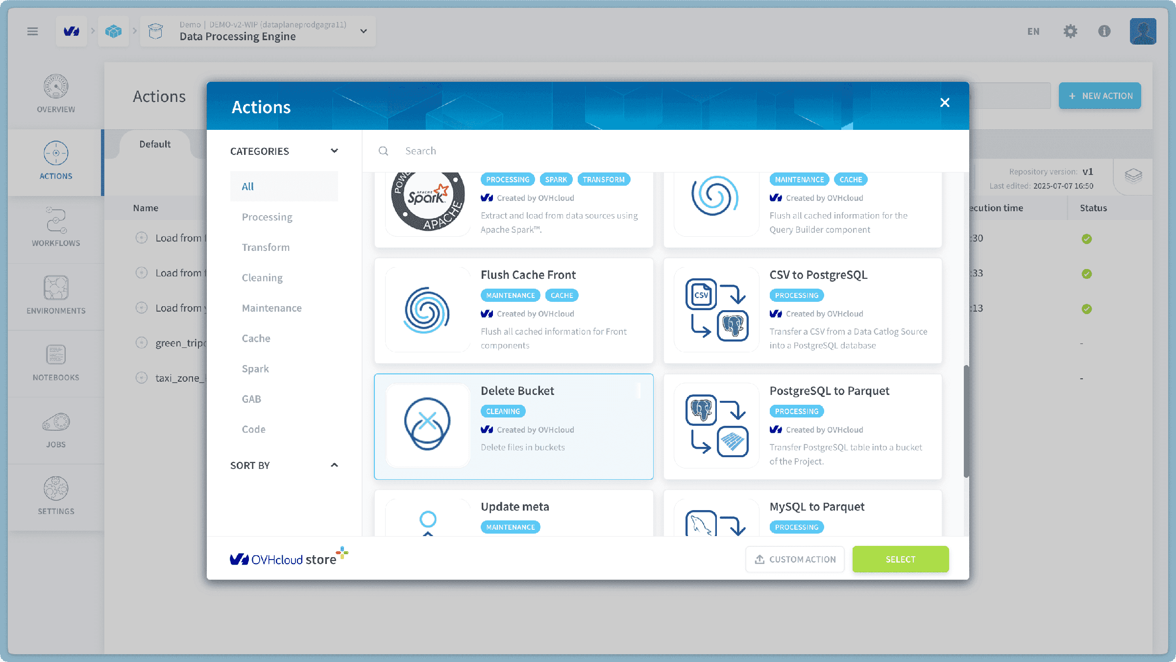 Configure a Delete Bucket action — Delete bucket action