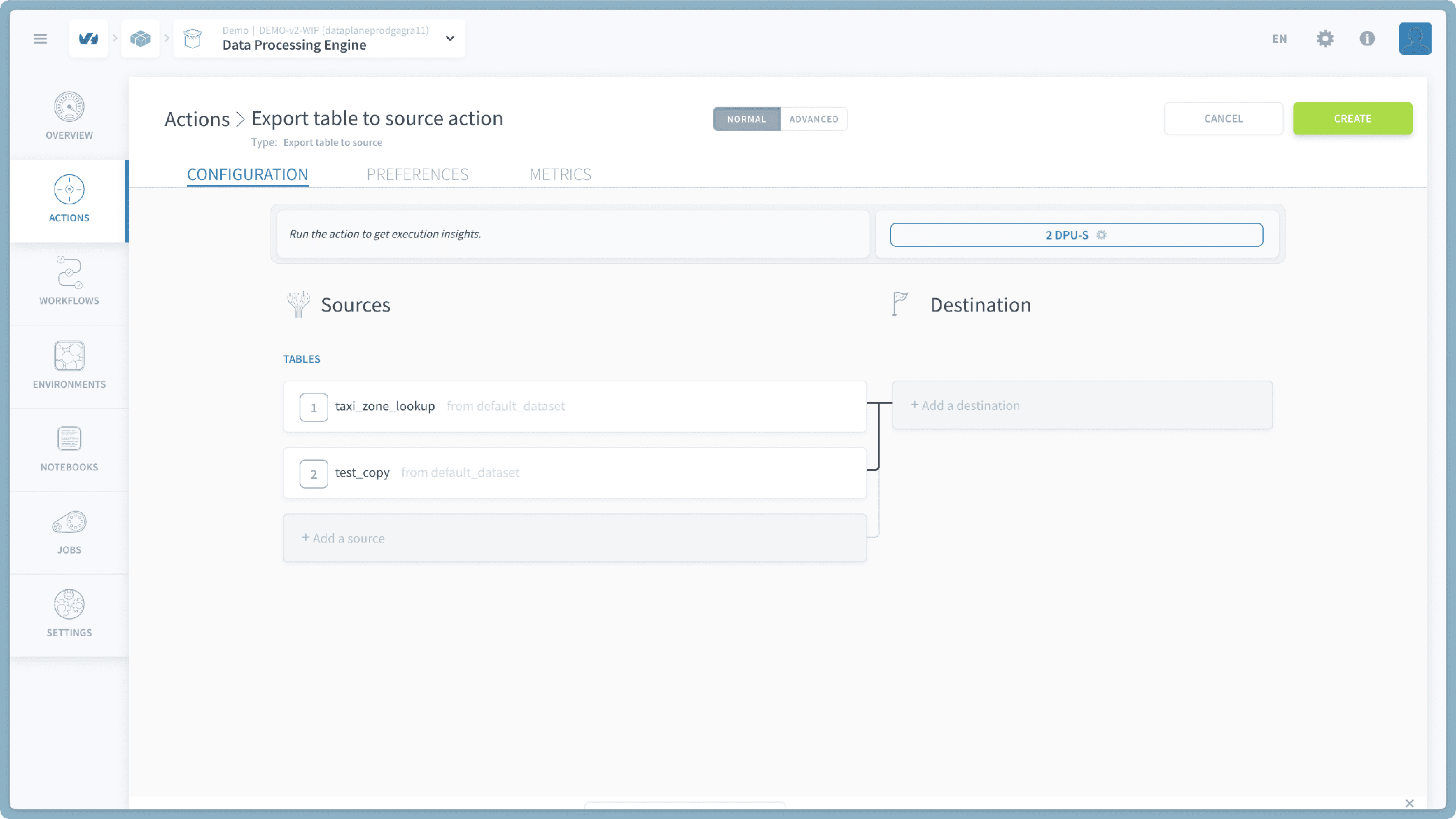 Choose Tables for Export — Export table (2)