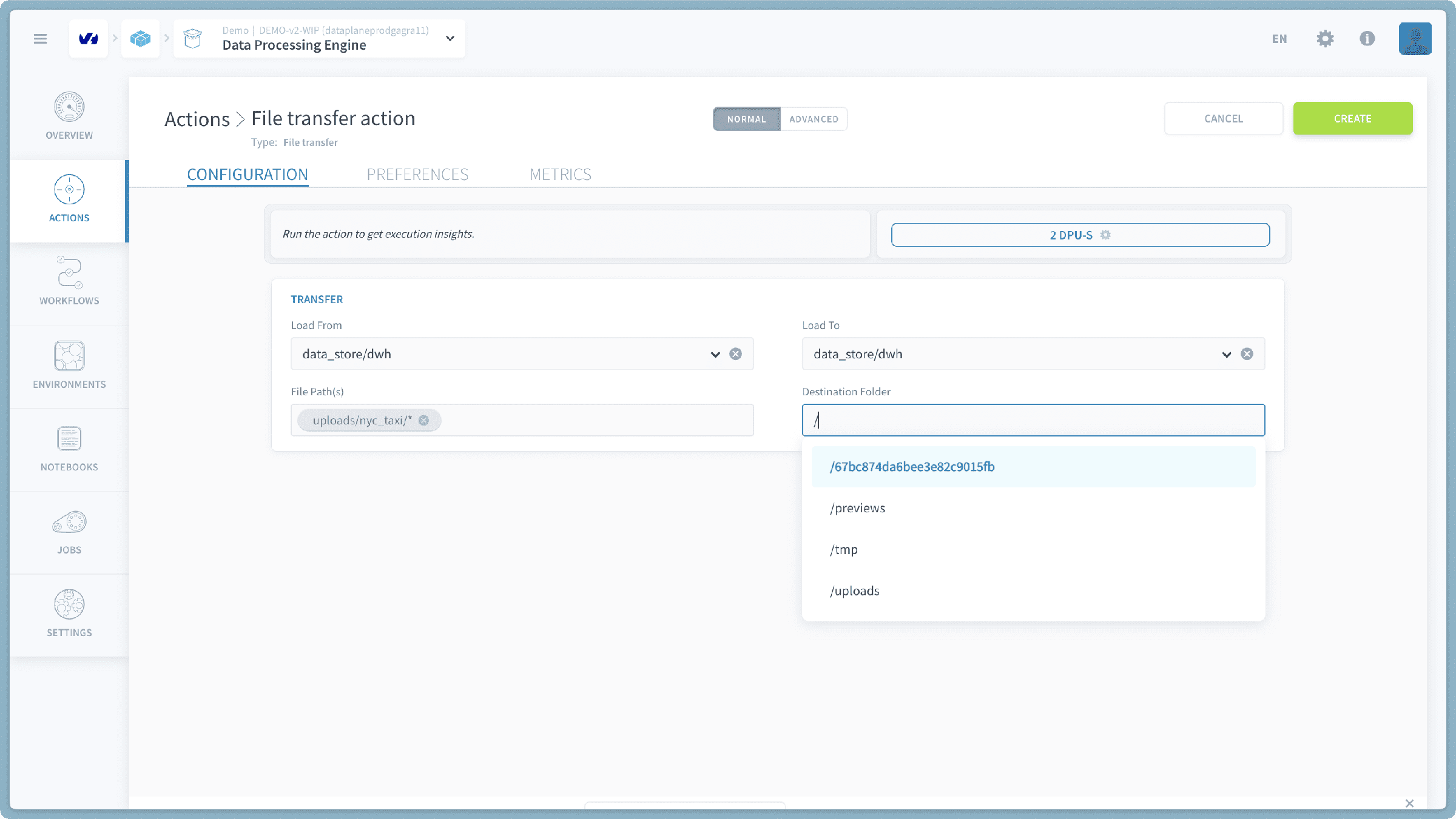 Specify Destination Bucket — File transfer (2)