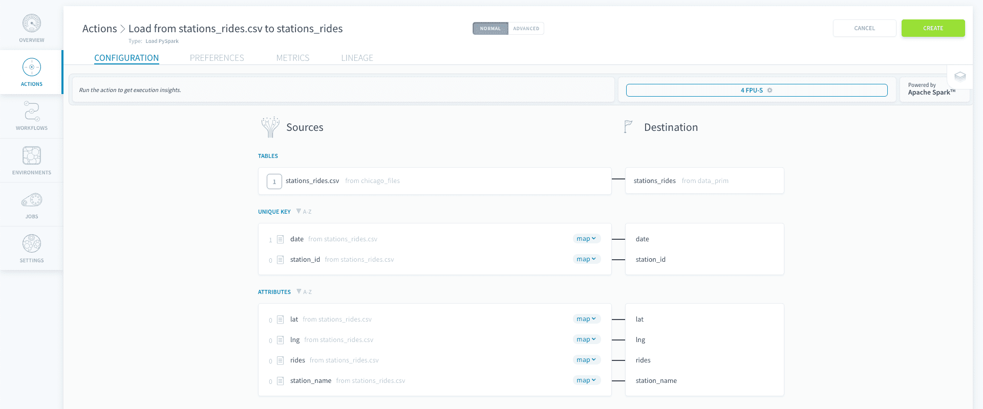 Map attributes — Load pyspark blueprint rules