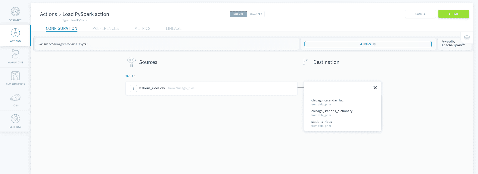 Choose a source and destination — Load pyspark select destination