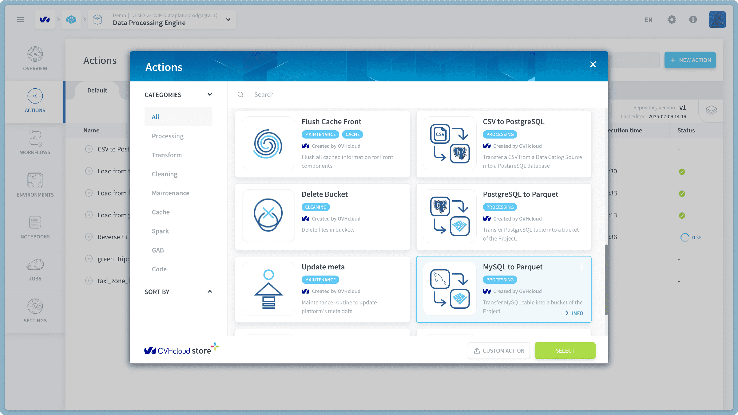 Configure a MySQL to Parquet action — Mysql to parquet