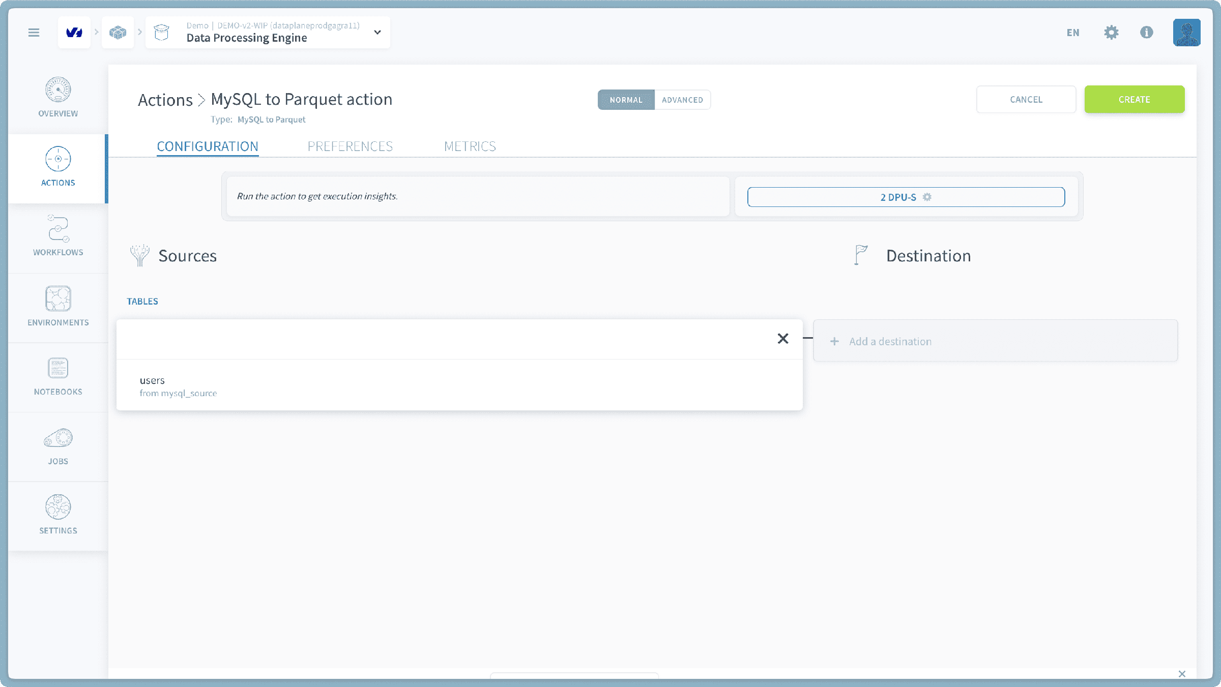 Choose a MySQL Table — Mysql to parquet