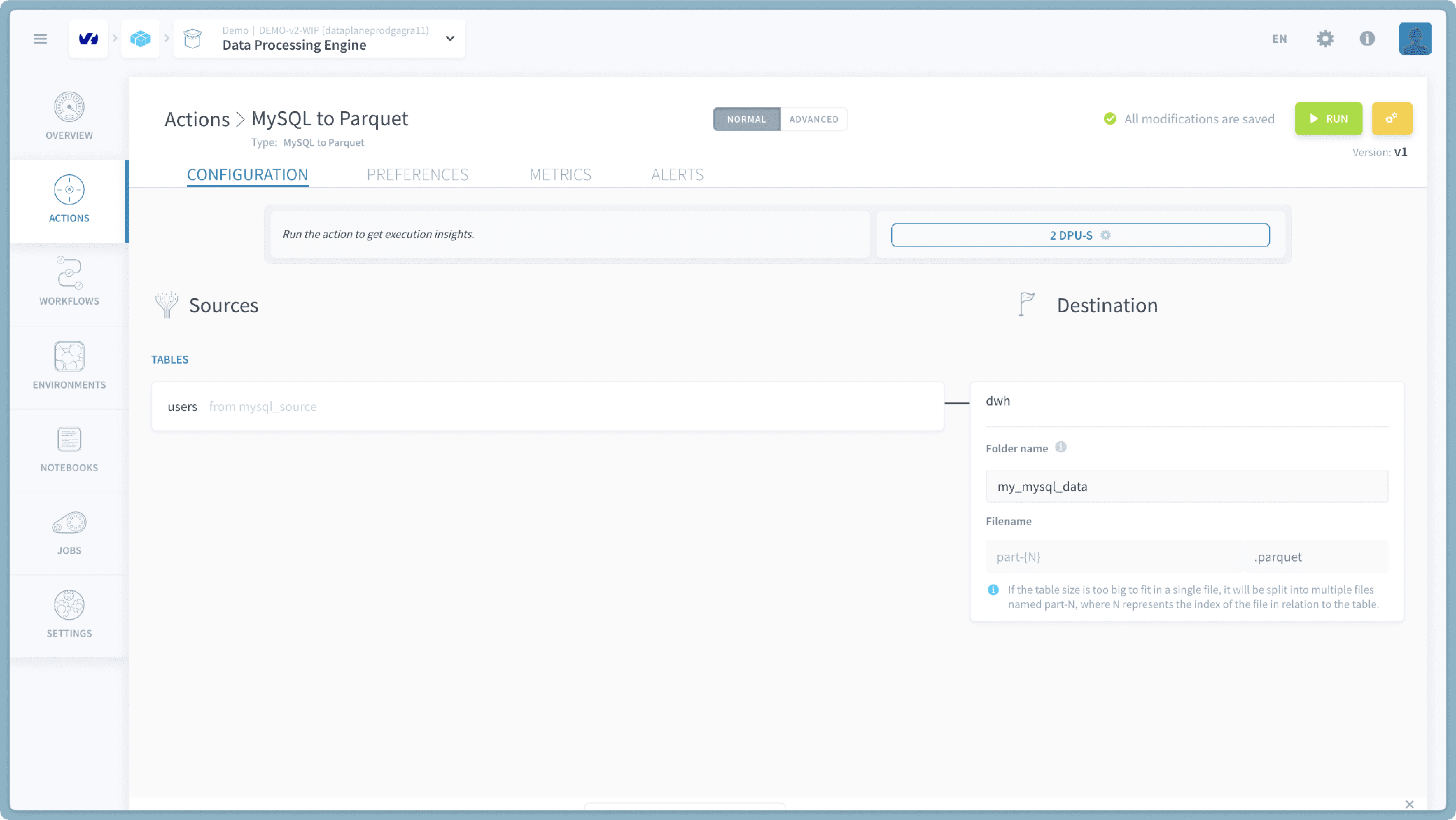 Select Destination Bucket and Path — Mysql to parquet (2)