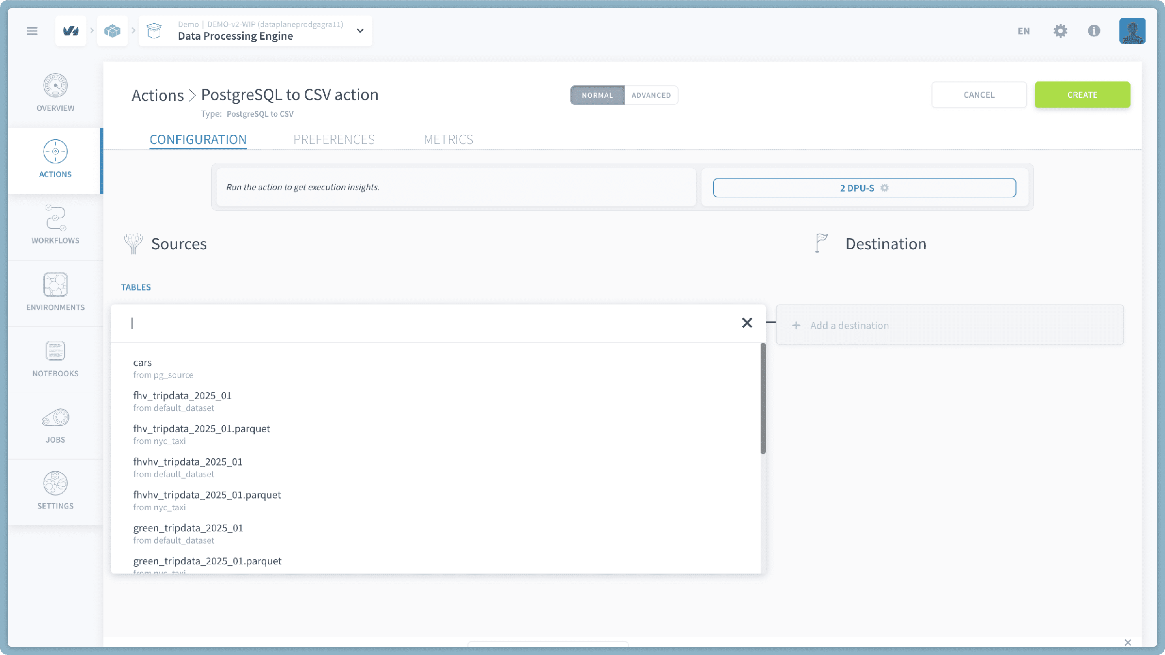 Choose a PostgreSQL Table — Postgresql to csv