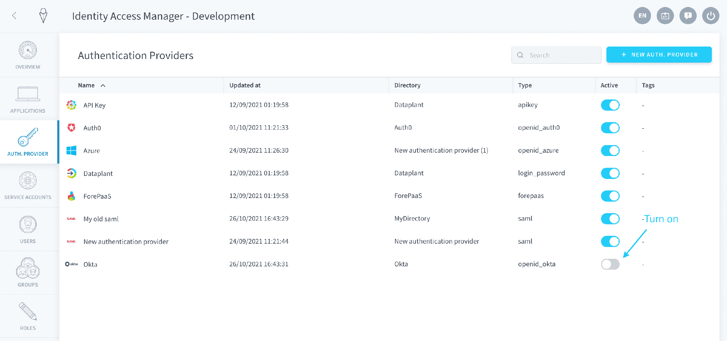 Set live — Auth active okta