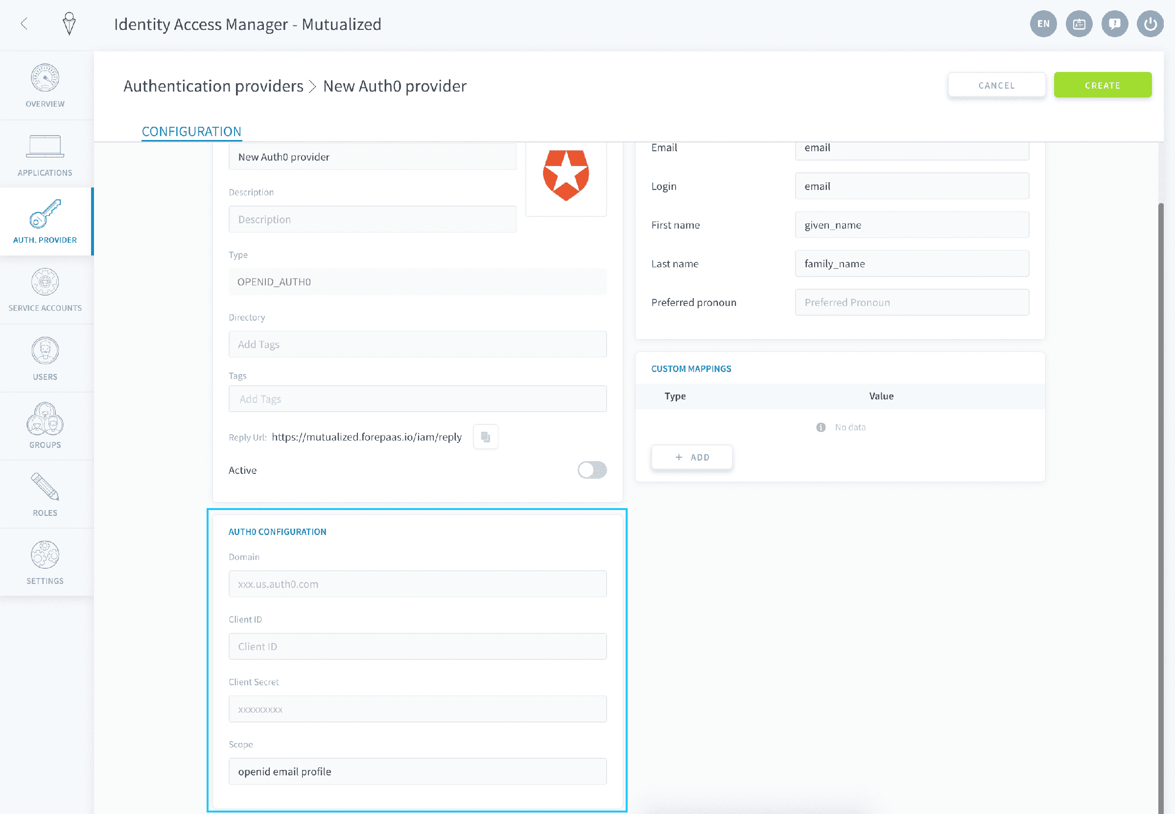Auth0 の設定の入力 — Auth0 config2