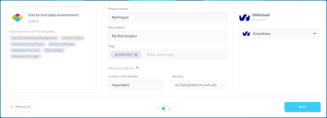 Choose a region for your Project — Named project