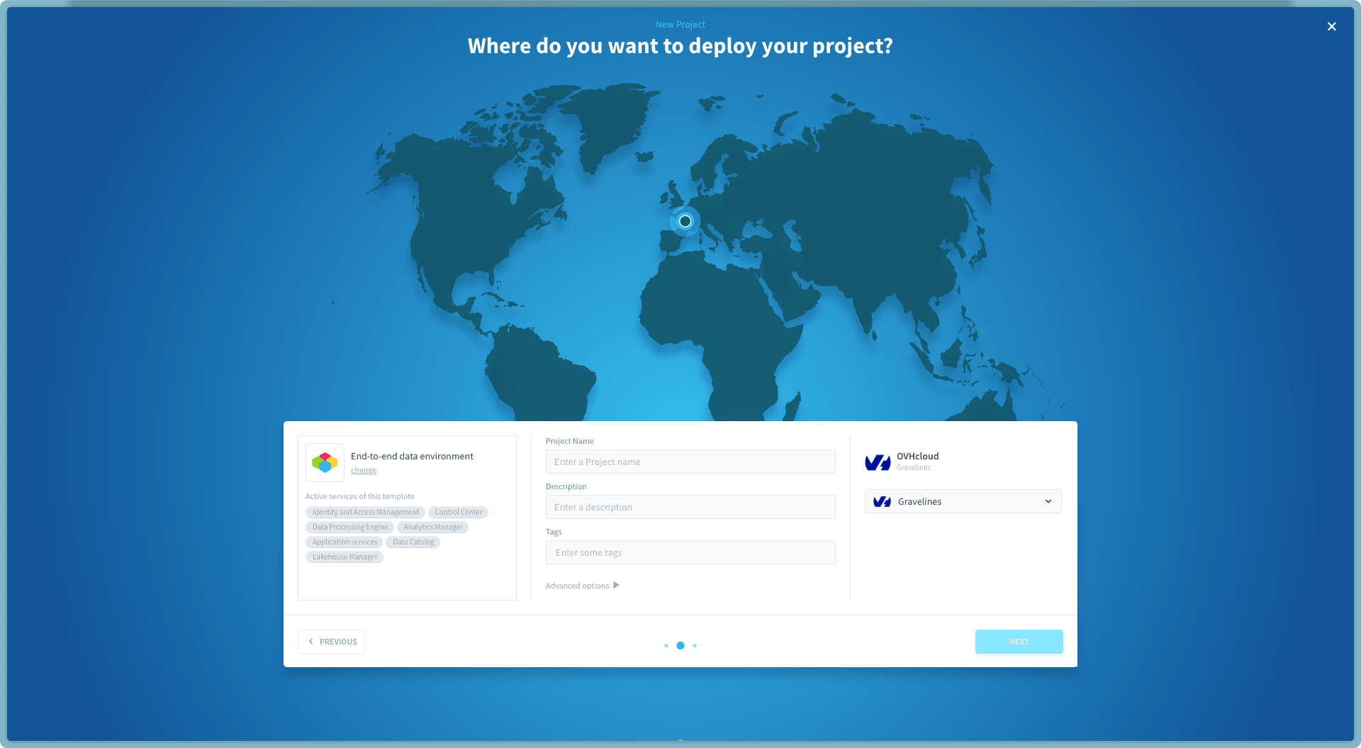 Choose a region for your Project — Project creation provider choice